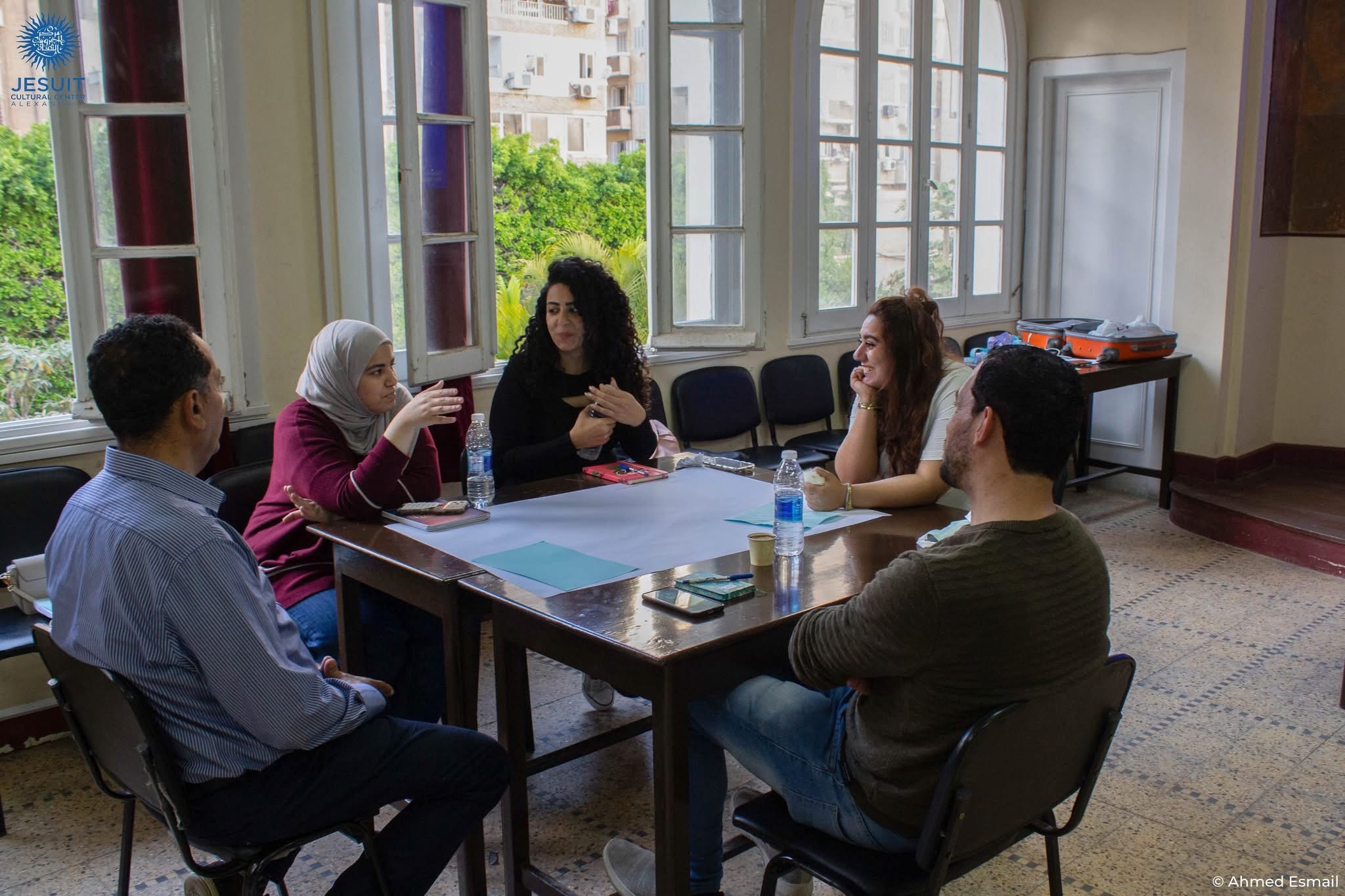 Adults working together in a GPS session